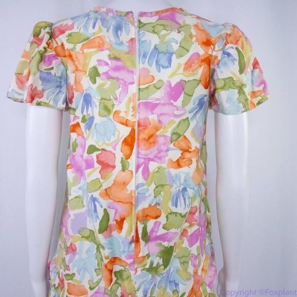 Vintage Sylvia Whyte for Saks Fifth Avenue multicolor floral print dress size 14 - Picture 12 of 16